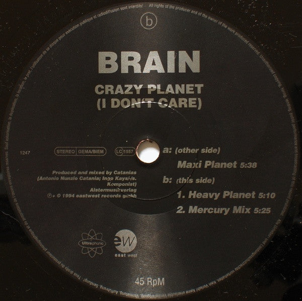 Brain (3) : Crazy Planet (I Don't Care) (12")