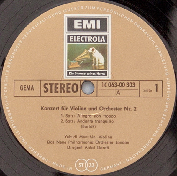 Béla Bartók, Yehudi Menuhin, New Philharmonia Orchestra, Antal Dorati : Konzert Für Violine Und Orchester Nr. 2 / 6 Duos Für 2 Violinen (LP, Album)