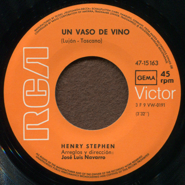 Henry Stephen : Un Vaso De Vino / Stella (7", Single)