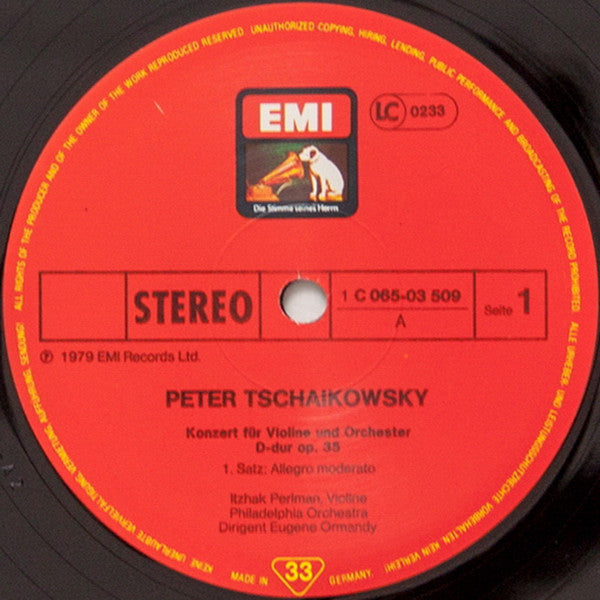 Pyotr Ilyich Tchaikovsky, Itzhak Perlman, Eugene Ormandy, The Philadelphia Orchestra : Violinkonzert / Sérénade mélancolique (LP)