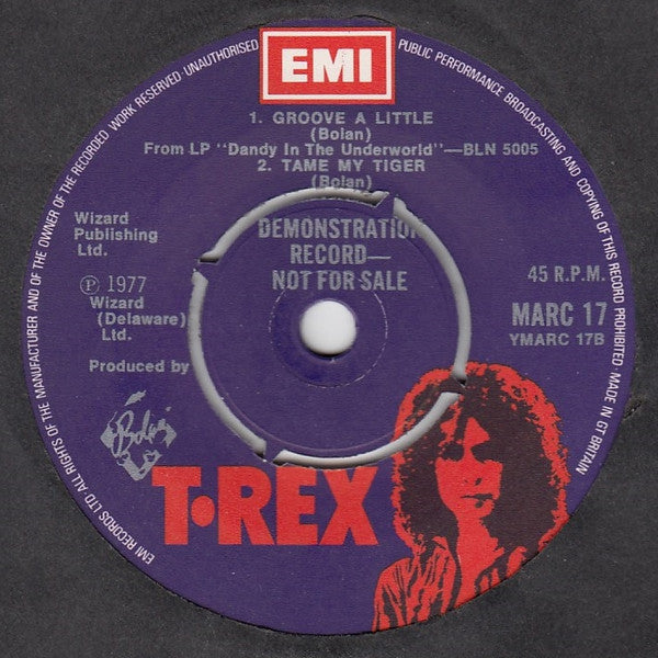 T. Rex : Dandy In The Underworld (7", Single, Promo)