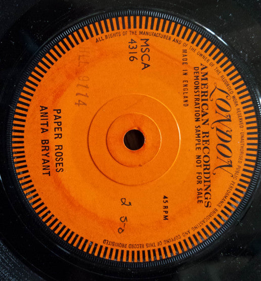 Anita Bryant : Paper Roses (7", S/Sided, Promo)
