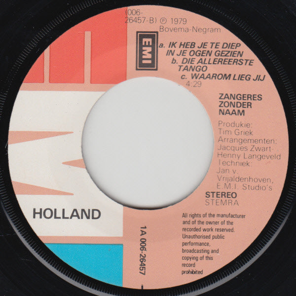 Zangeres Zonder Naam : Jongen (7", Single)