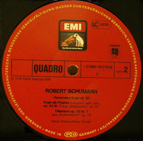 Schumann*, Weissenberg* : Davidsbündlertänze-Humoreske-Träumerei-Vogel als Prophet (LP, Quad)
