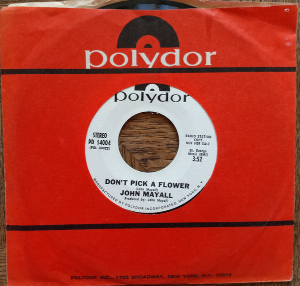 John Mayall : Don't Pick A Flower / Don't Waste My Time (7", Single, Promo)