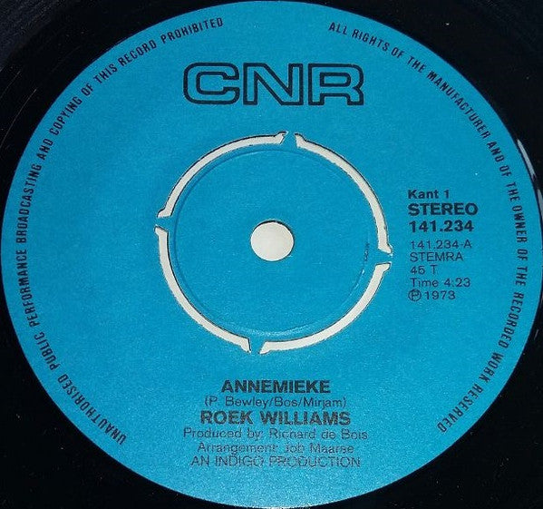 Roek Williams : Annemieke (7", Single)