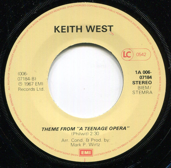 Keith West / Mark Wirtz Orchestra : Excerpt From "A Teenage Opera" / Theme From "A Teenage Opera" (7", Single, RE)