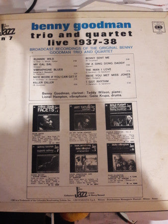 Benny Goodman Trio And The Benny Goodman Quartet : Live 1937-38 (LP, Comp)