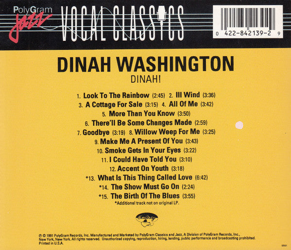 Dinah Washington : Dinah!  (CD, Album)