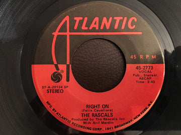 The Rascals : Right On (7", Single, SP )