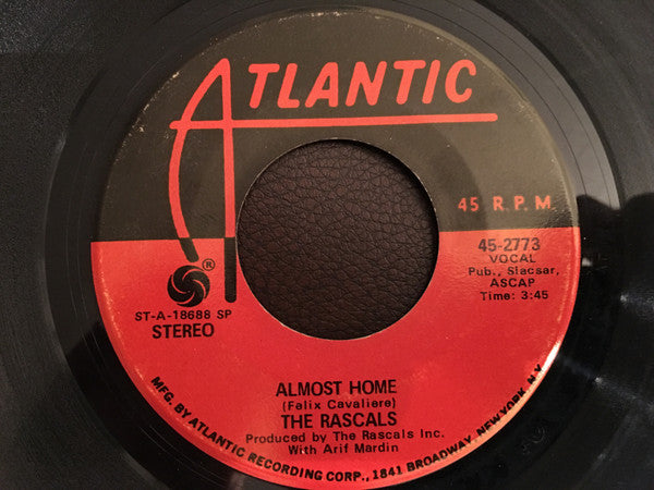 The Rascals : Right On (7", Single, SP )