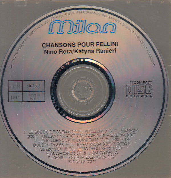 Nino Rota / Katyna Ranieri : Chansons Pour Fellini (CD, Album)