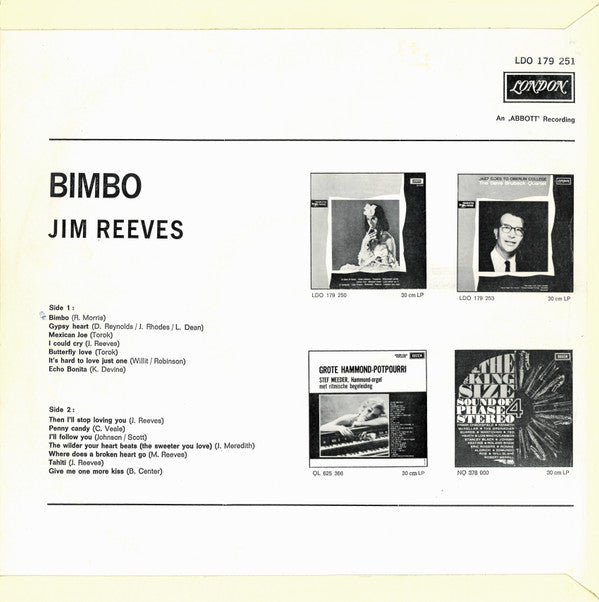 Jim Reeves : Bimbo (LP, Comp, Mono)