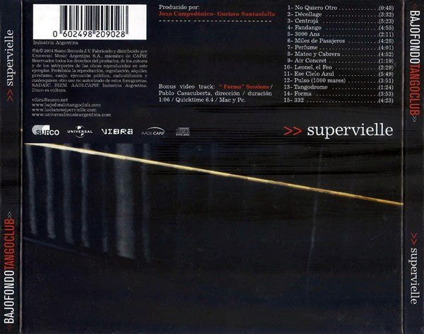 Bajofondo Tango Club Presenta A:  Luciano Supervielle : Supervielle (CD, Album, Enh, Dig)