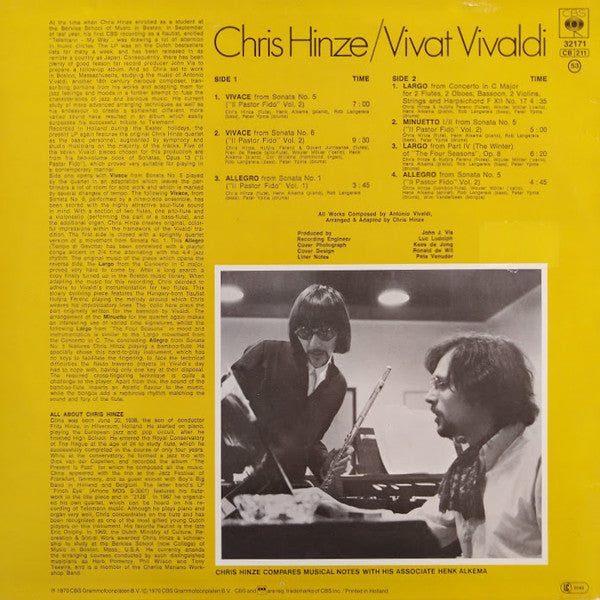 Chris Hinze : Vivat Vivaldi! (LP, Album, RE)