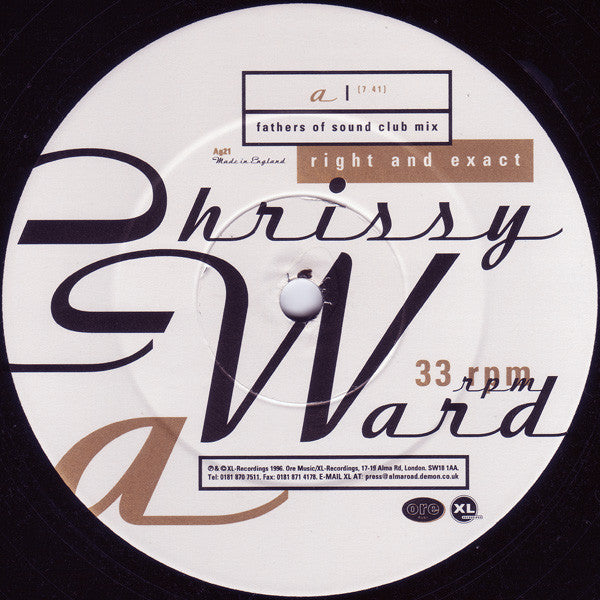 Chrissy Ward : Right And Exact (12", 1/2)