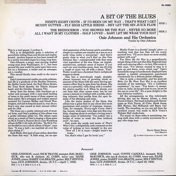 Osie Johnson And His Orchestra : A Bit Of The Blues (LP, Album, RE)