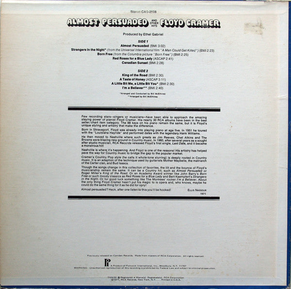 Floyd Cramer : Almost Persuaded And Other Hits (LP, Comp, RE)
