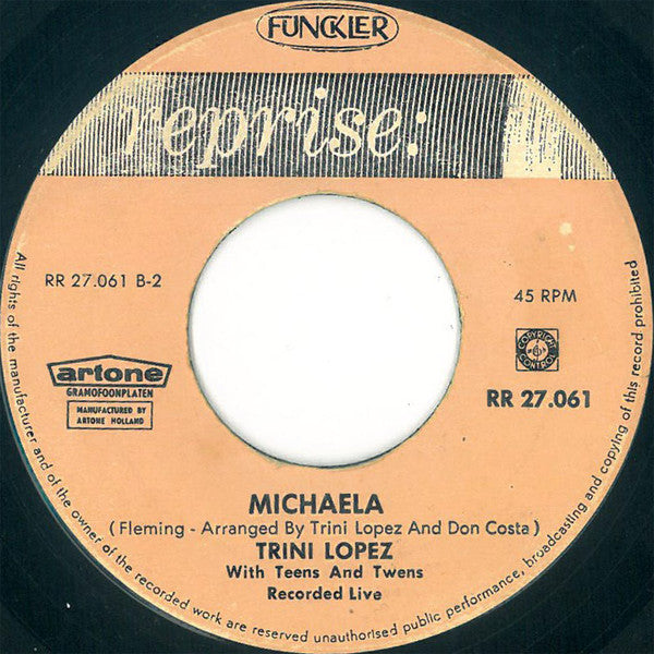 Trini Lopez : Bye, Bye, Blondie / Michaela (7", Single)