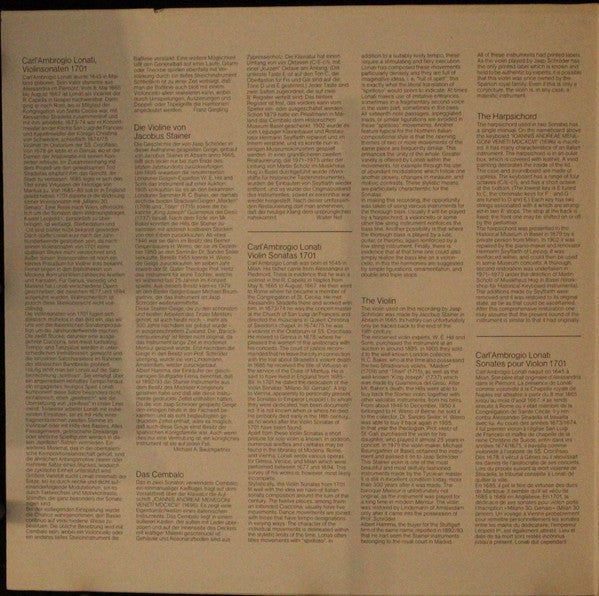 Carlo Ambrogio Lonati - Jaap Schröder, Christophe Coin, Peter Williams (25), Hopkinson Smith : Violinsonaten 1701 (LP)