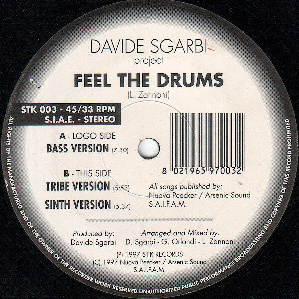 Davide Sgarbi Project* : Feel The Drums (12")