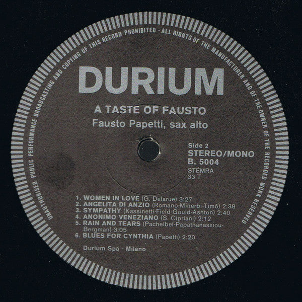 Fausto Papetti : A Taste Of Fausto (LP, Comp)