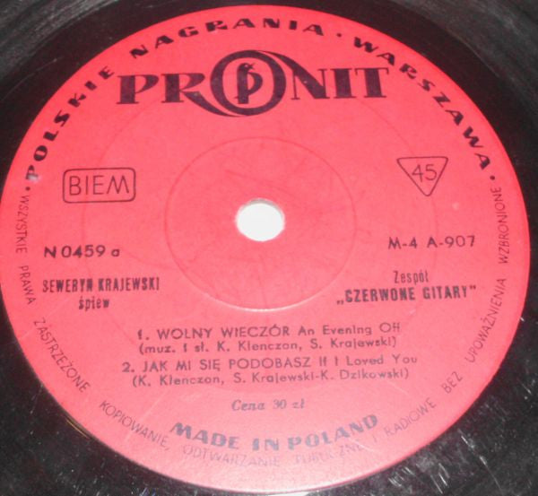 Czerwone Gitary, Seweryn Krajewski : Wolny Wieczór (7", EP, Mono)