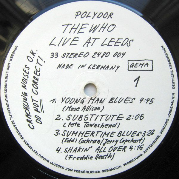 The Who : Live At Leeds (LP, Album, RE, Gat)