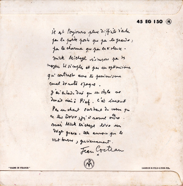 Mick Micheyl : Cano ... Canoë (7", EP)