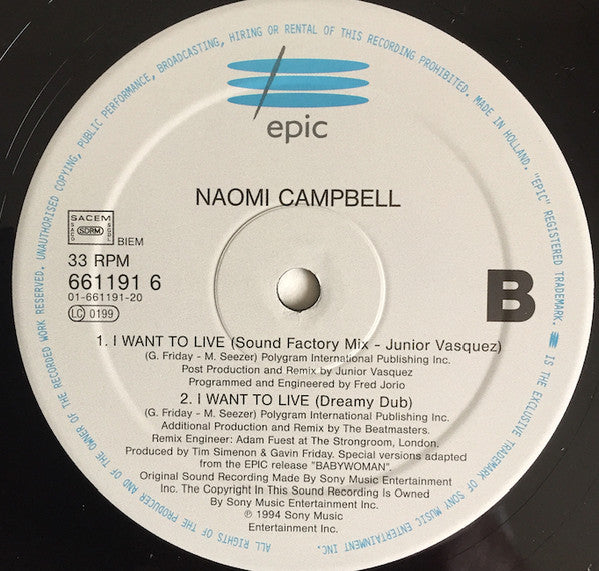 Naomi Campbell : I Want To Live (12")