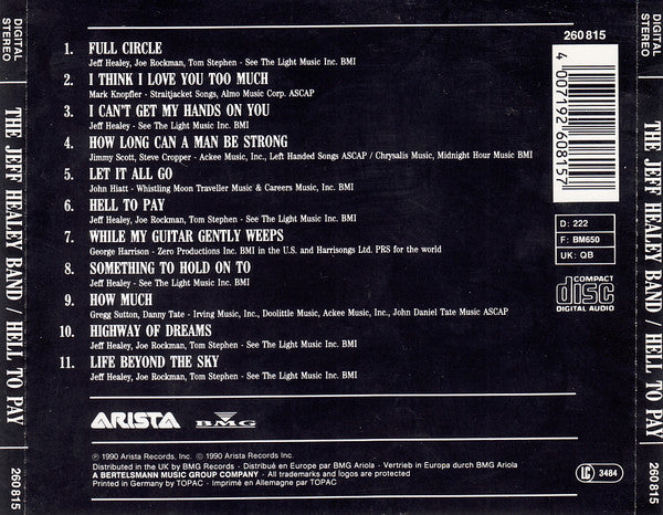 The Jeff Healey Band : Hell To Pay (CD, Album, RP)