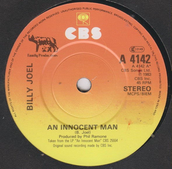 Billy Joel : An Innocent Man (7", Single, Pap)
