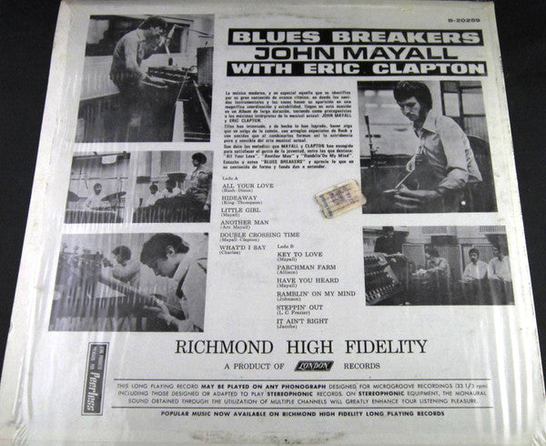 John Mayall With Eric Clapton : Blues Breakers (LP, Album, RE)