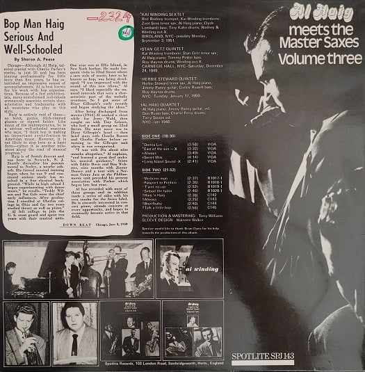 Al Haig : Meets The Master Saxes Volume Three (LP, Comp)