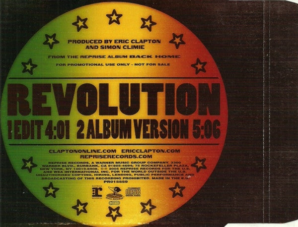 Eric Clapton : Revolution (CD, Single, Promo)