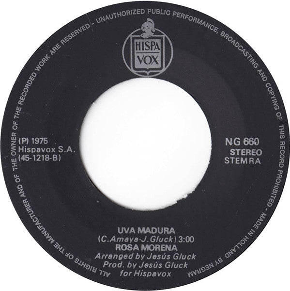 Rosa Morena : Me Quema La Distancia / Uva Madura (7", Single)