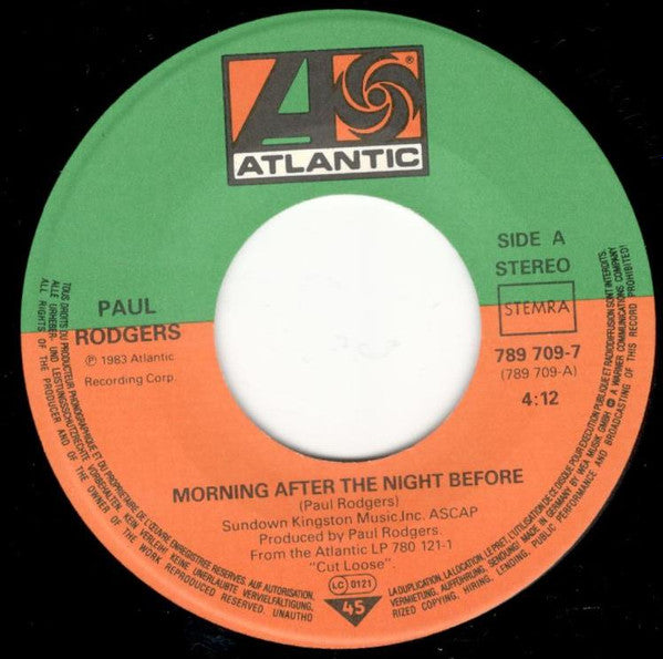 Paul Rodgers : Morning After The Night Before (7", Single)