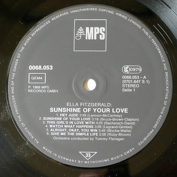 Ella Fitzgerald : Sunshine Of Your Love (LP, Album)