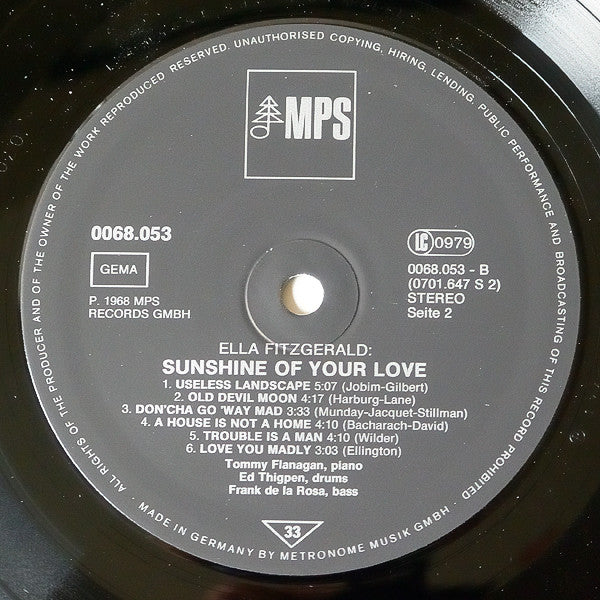 Ella Fitzgerald : Sunshine Of Your Love (LP, Album)
