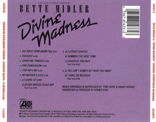 Bette Midler : Divine Madness (CD, Album, RE)