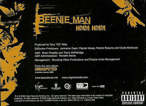 Beenie Man : Hmm Hmm (12", Promo)