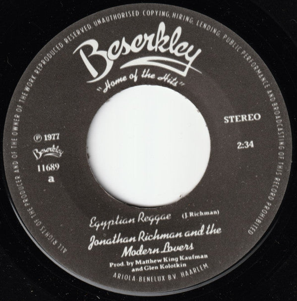 Jonathan Richman & The Modern Lovers : Egyptian Reggae (7", Single)