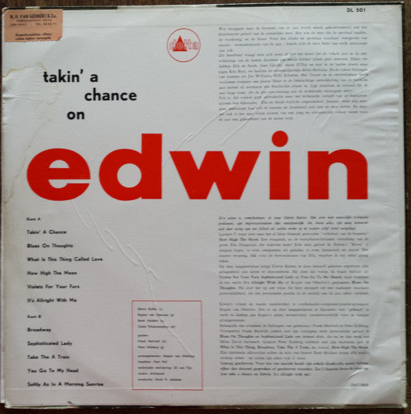 Edwin Rutten, The Gold Coast Combo & Various : Takin' A Chance On Edwin (LP, Album)