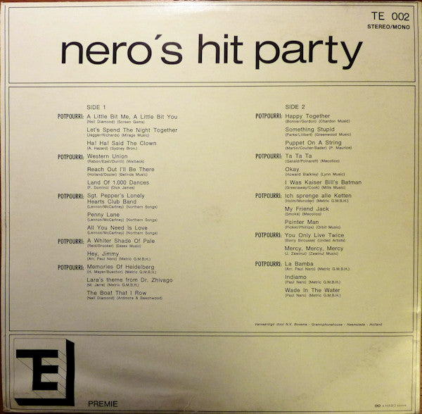 The Paul Nero Sounds : Nero's Hit Party - 28 Hits Non-Stop (LP, Album)
