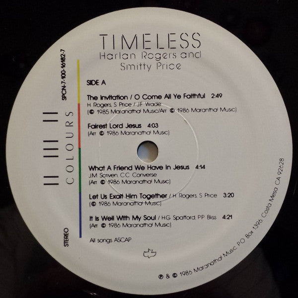 Harlan Rogers And Smitty Price : Timeless (Hymns In Colour) (LP, Album)