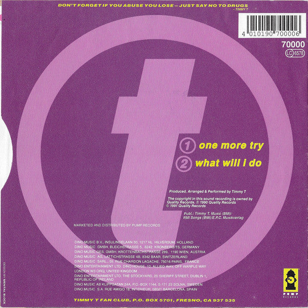 Timmy T : One More Try (7", Single)