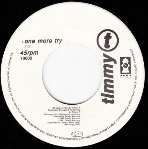 Timmy T : One More Try (7", Single)