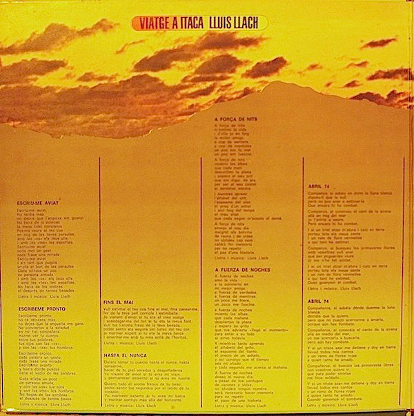 Lluis Llach : Viatge A Itaca (LP, Album, RE, Gat)