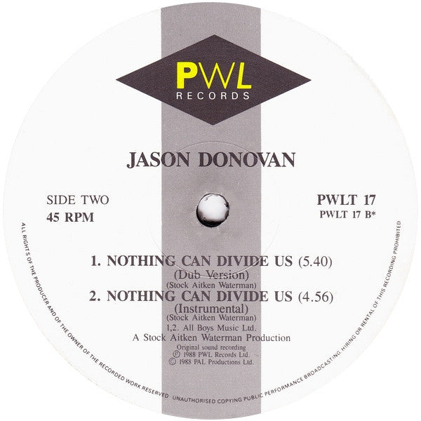 Jason Donovan : Nothing Can Divide Us (12", Single)