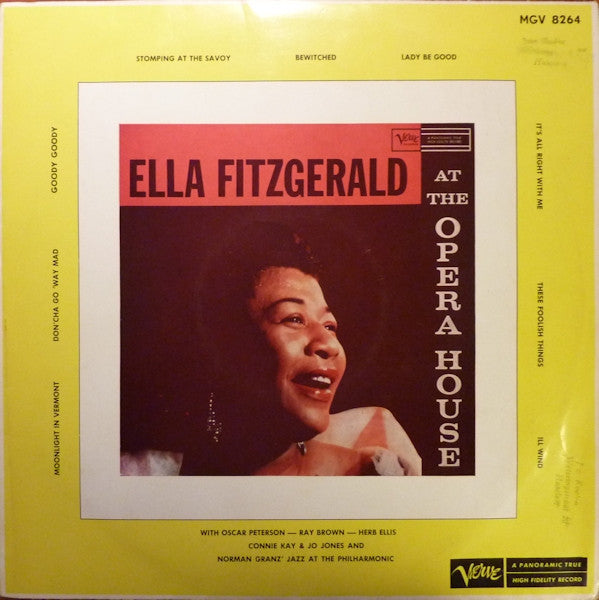 Ella Fitzgerald : Ella Fitzgerald At The Opera House (LP, Album, Mono)